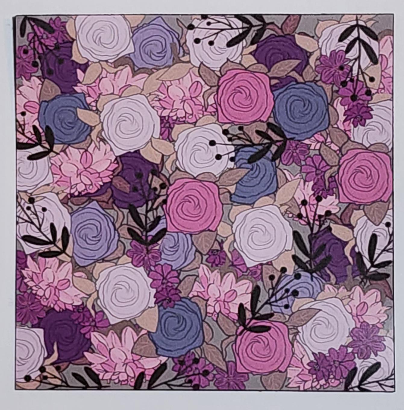 Magnet, Pink Floral, 3 Inch Square, Flat