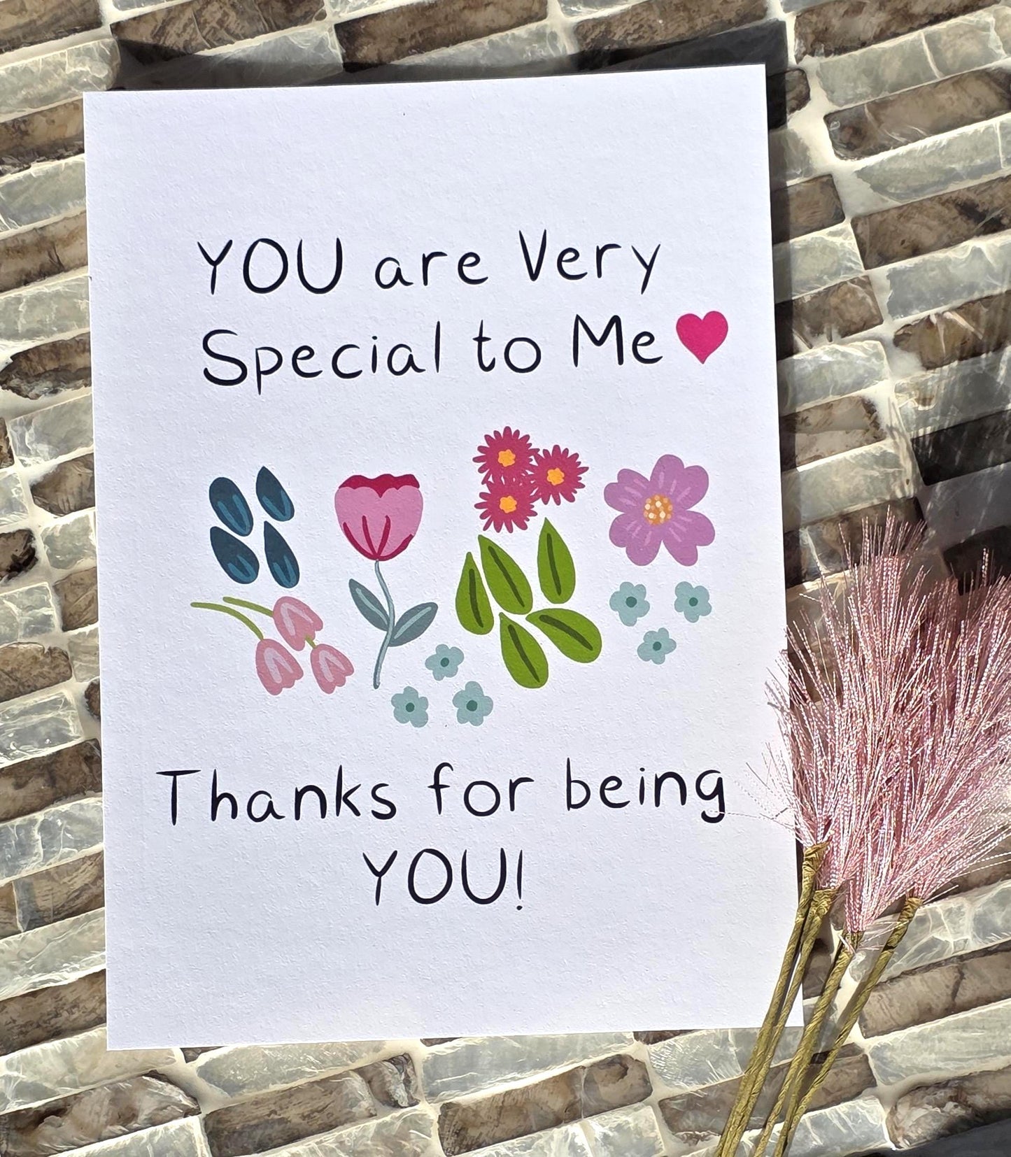 Floral "You Are Special" Post Card, 5" x 7" Art Print, Greeting Card