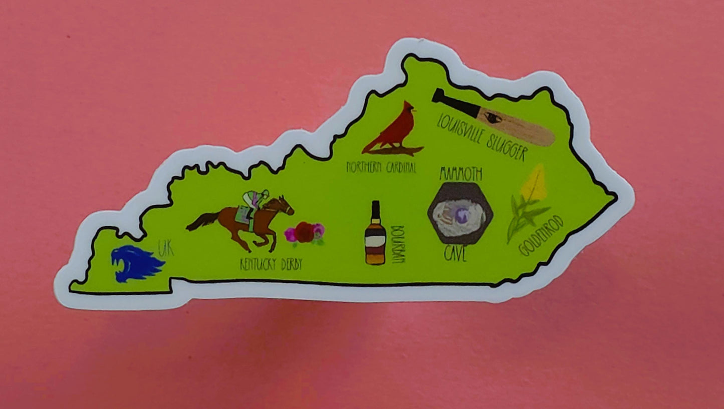 Sticker, Kentucky State Sticker, Vinyl, Die-Cut, 3 Inch