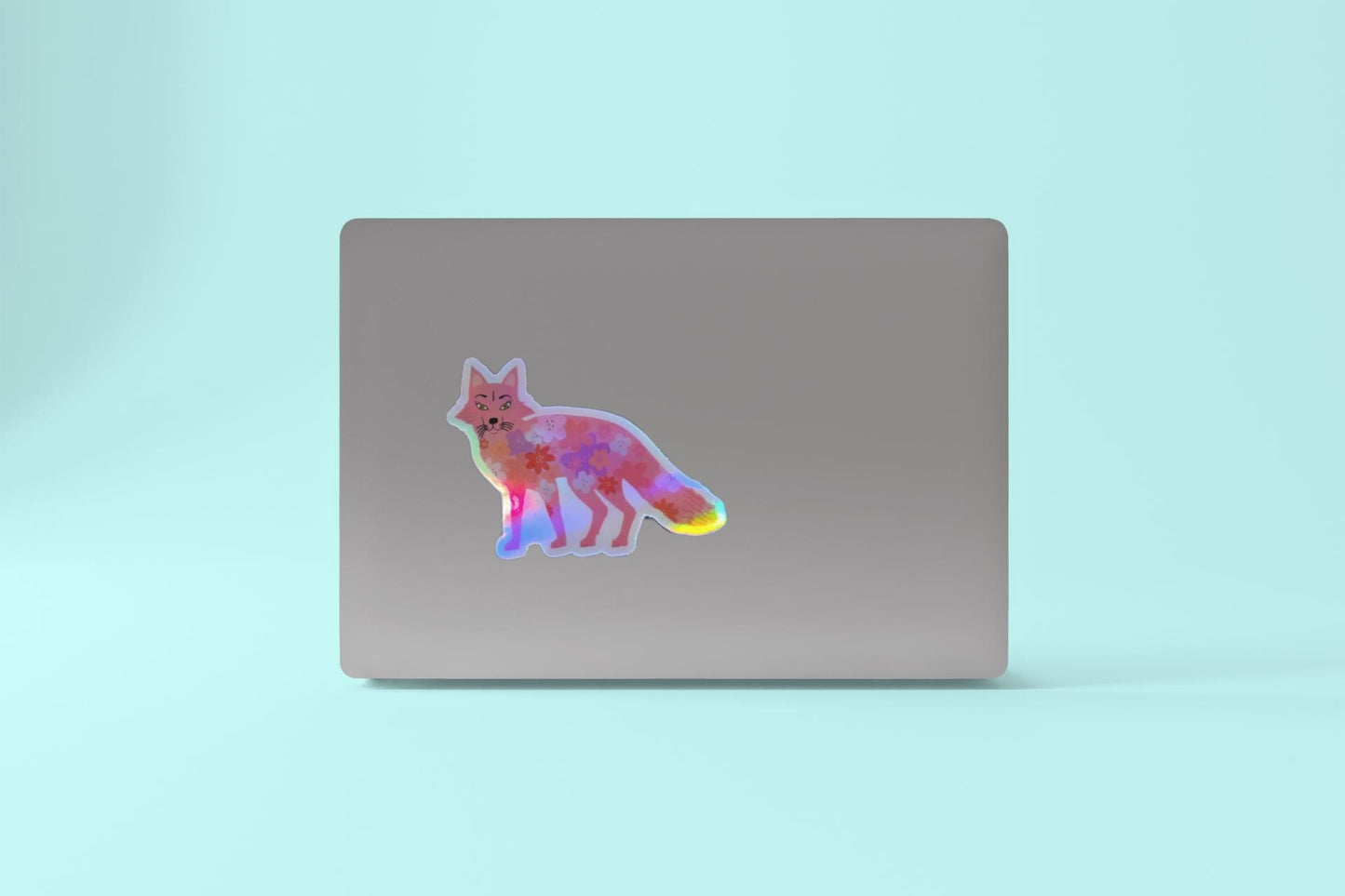 Sticker, Holographic, Pink Fox, Vinyl, Die-Cut, 3 Inch