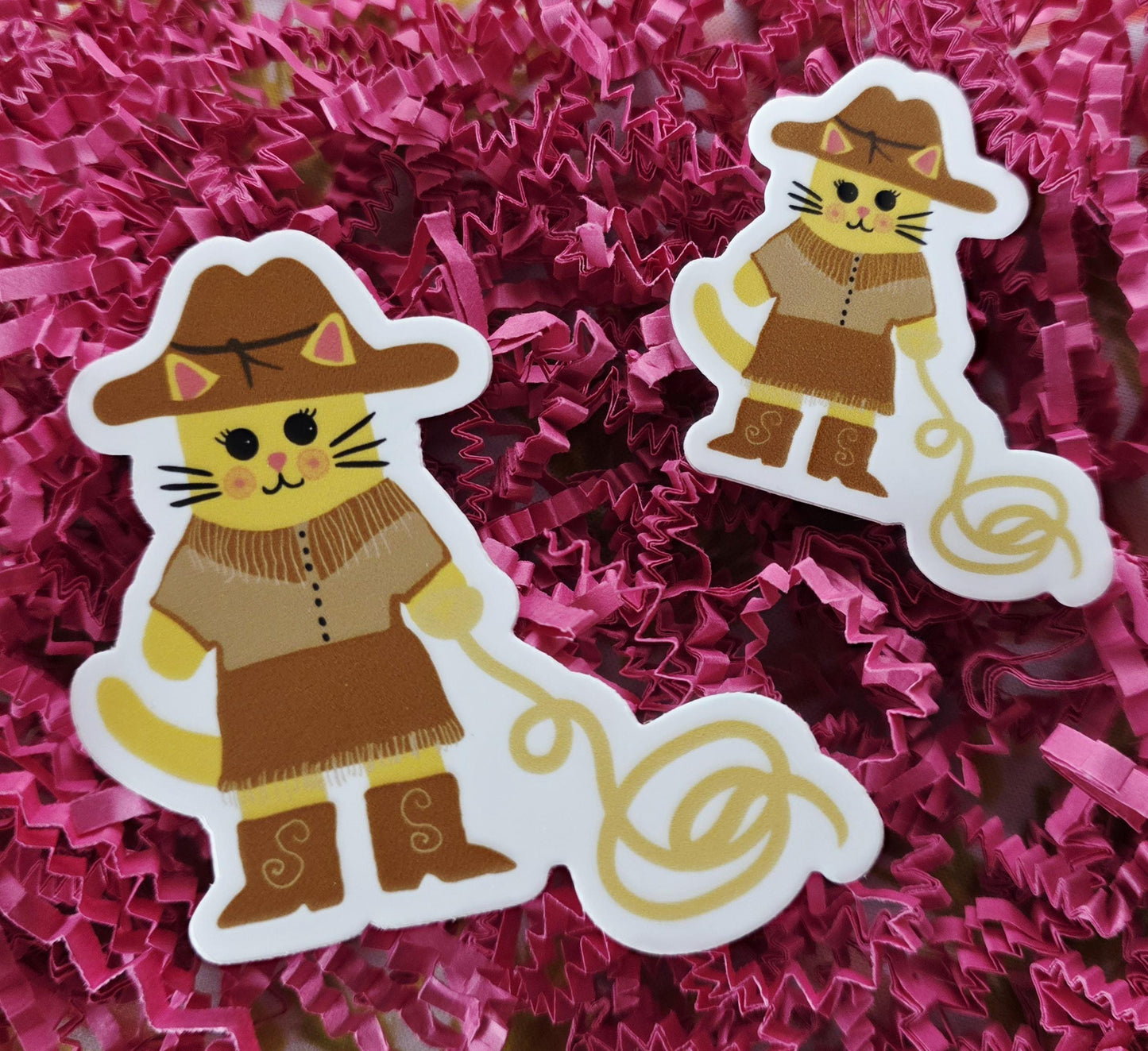 Sticker, Katrina Cat Cowgirl With Rope, Vinyl, Die-Cut, 3 Inch or 2 Inch