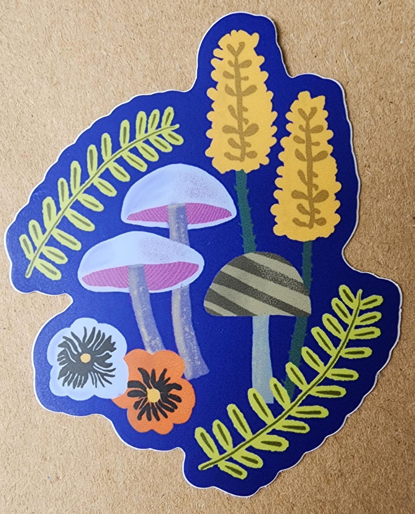 Sticker, Mushroom Garden Design, 3 Color Choices, Vinyl, Die-Cut, 3 Inch