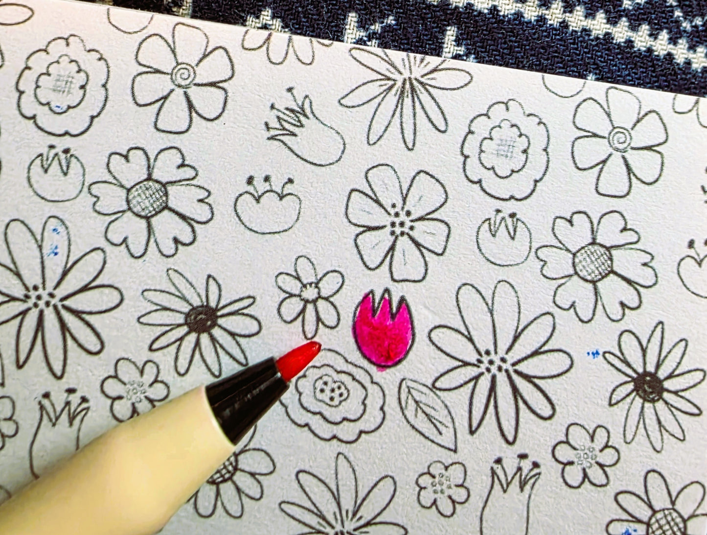 Sticky Notes, Coloring Book Style Floral, Black and White, 3 Inch Square