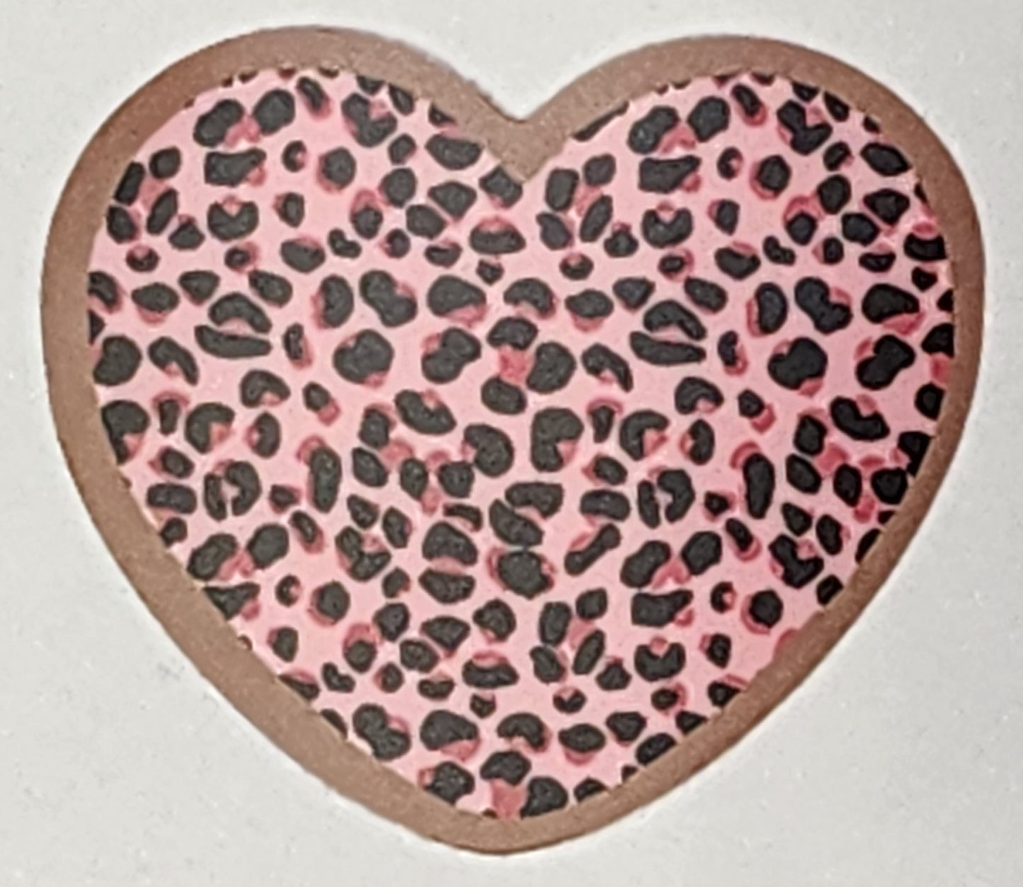 Sticker, Heart Shaped Pink Leopard Print Stickers, Vinyl, 2 Inches, 3 Border Color Choices