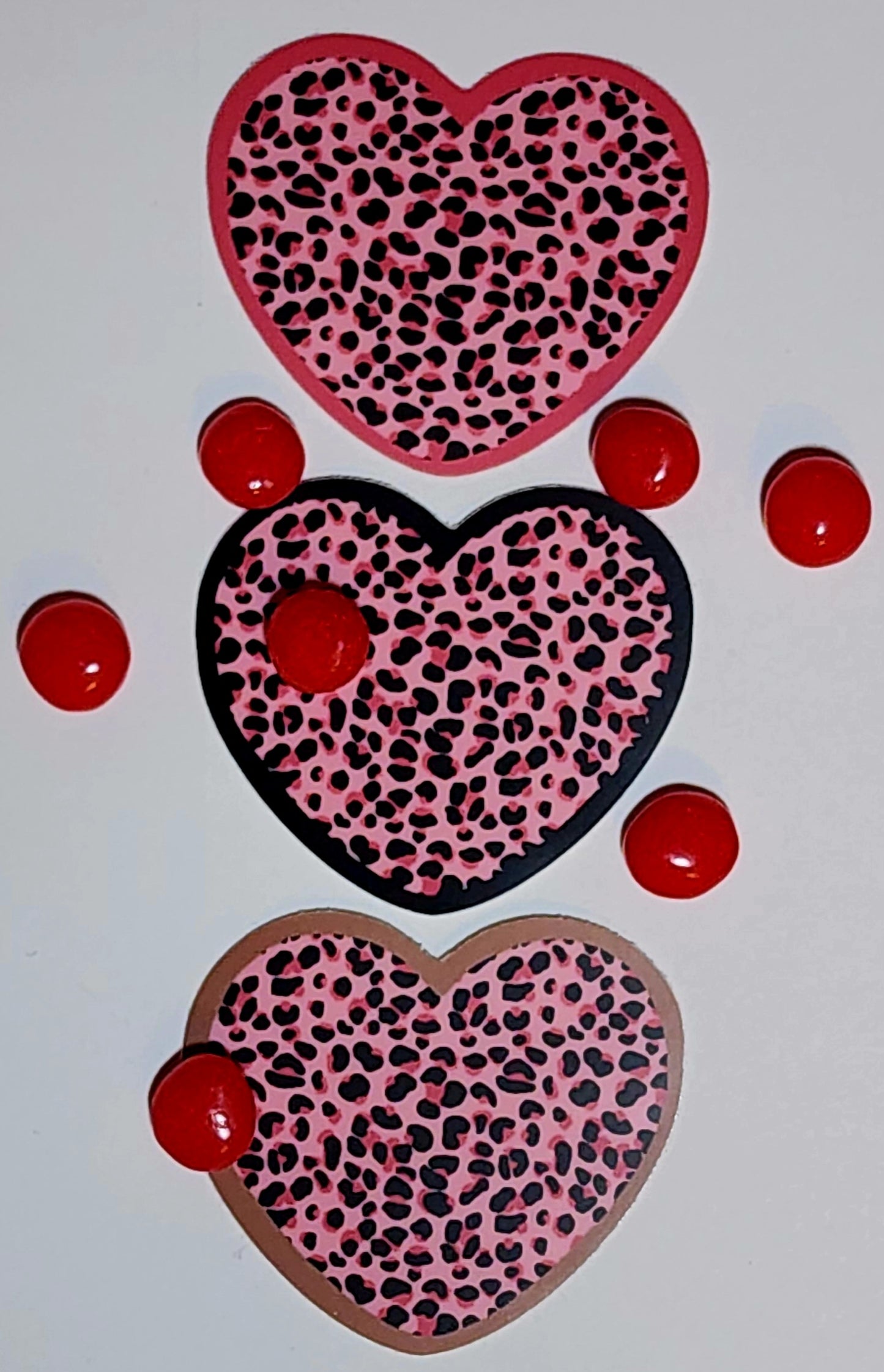 Sticker, Heart Shaped Pink Leopard Print Stickers, Vinyl, 2 Inches, 3 Border Color Choices
